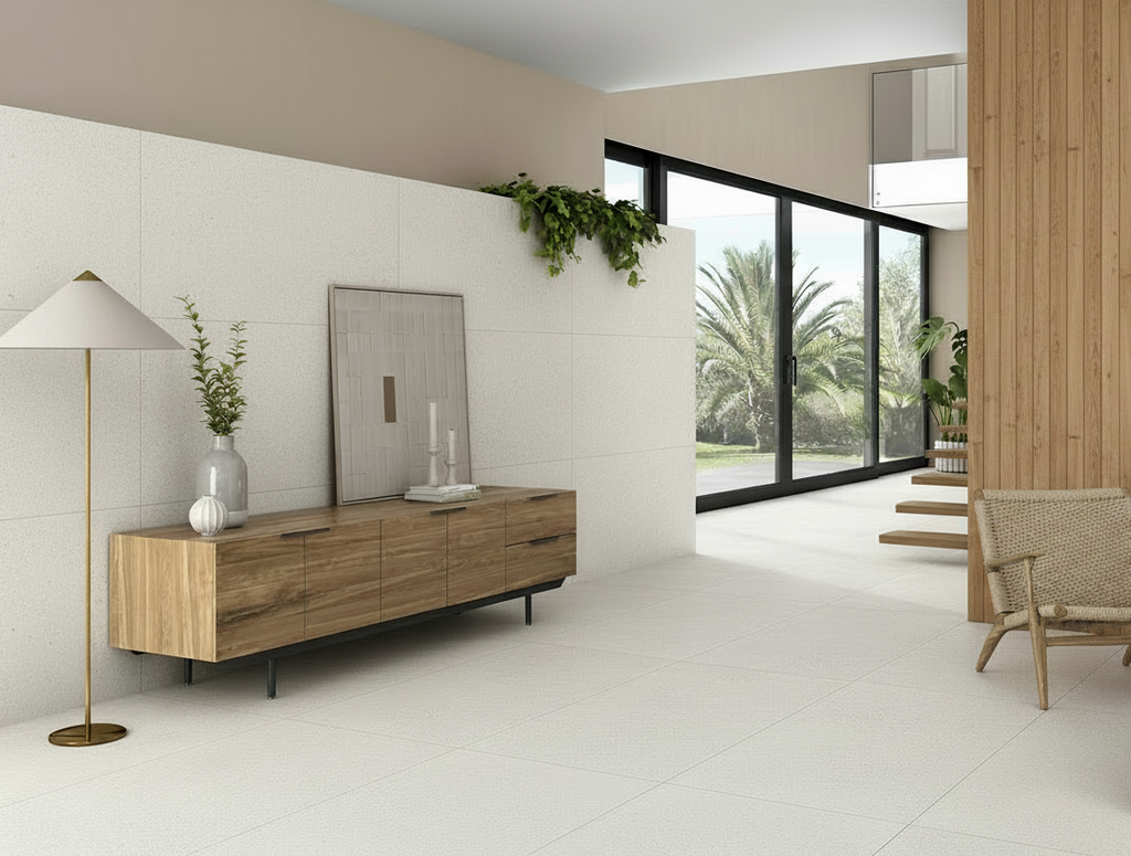 Salón con pared derecha en madera