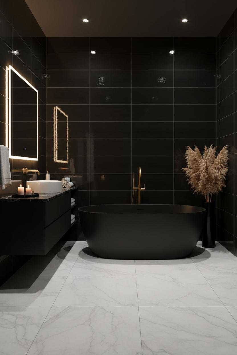 Brilliant Negro 30x90 - Ba√±o spa de lujo