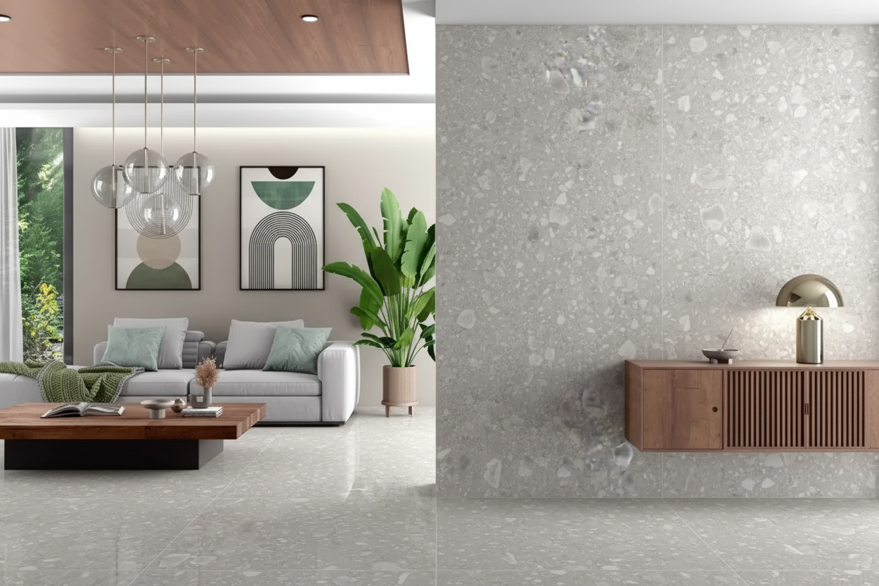 Salón Candy Pearl - slabs piso a techo
